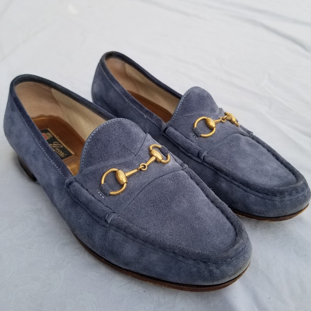Authentic Gucci Blue Horsebit Loafers